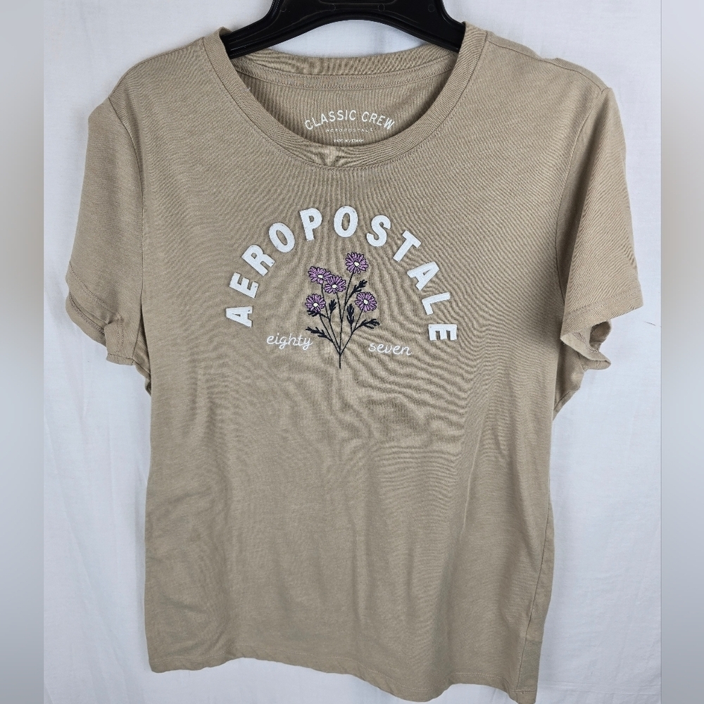 Aeropostale Tan Classic Crew Women Tshirt Sz L